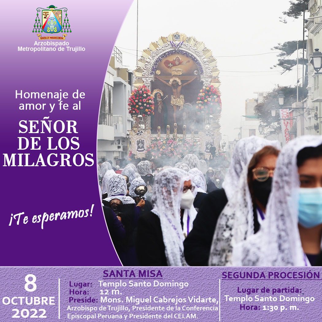 Trujillo: anuncian misa y procesión del señor de los Milagros